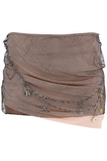  Dilara findikoglu "satin and mesh micro-towel with chain and p