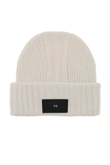 Y-3 beanie hat in ribbed wool with logo patch