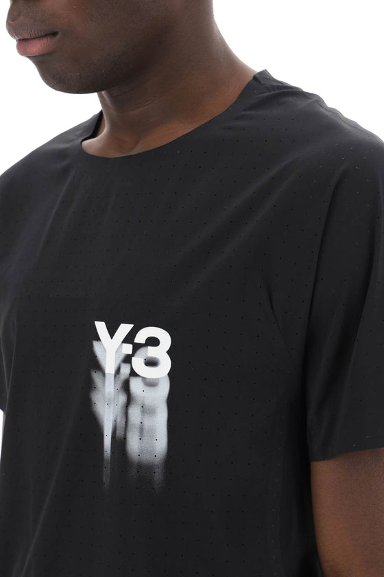 Y-3 short-sleeved perforated jersey t
