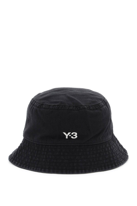 Y-3 cappello bucket in twill slavato