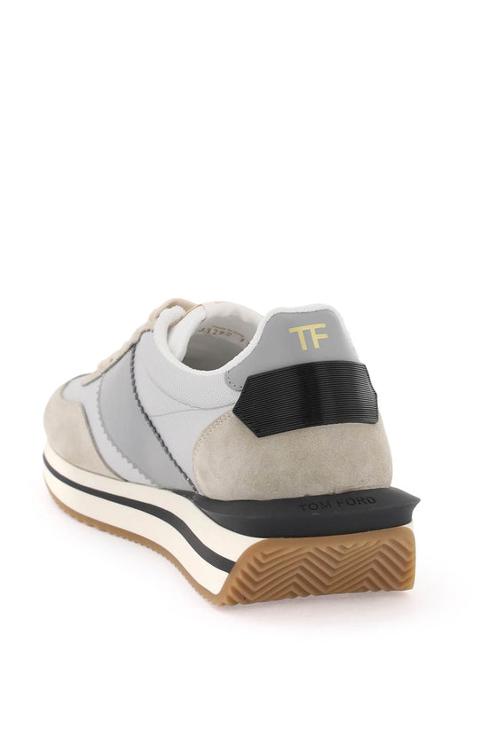 Tom ford james sneakers in lycra and suede leather