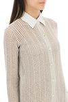 Agnona linen*** cashmere and silk knit shirt dress