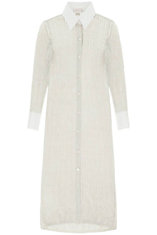  Agnona linen*** cashmere and silk knit shirt dress