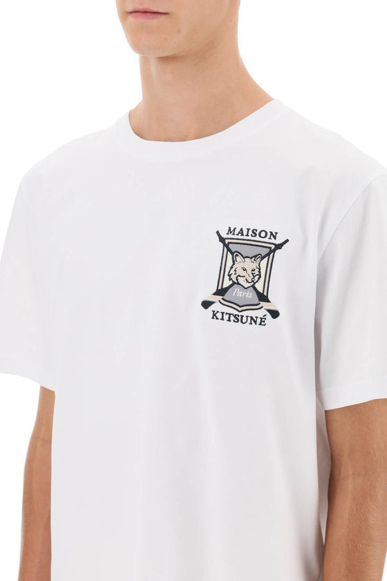 Maison kitsune college fox embroidered t-shirt