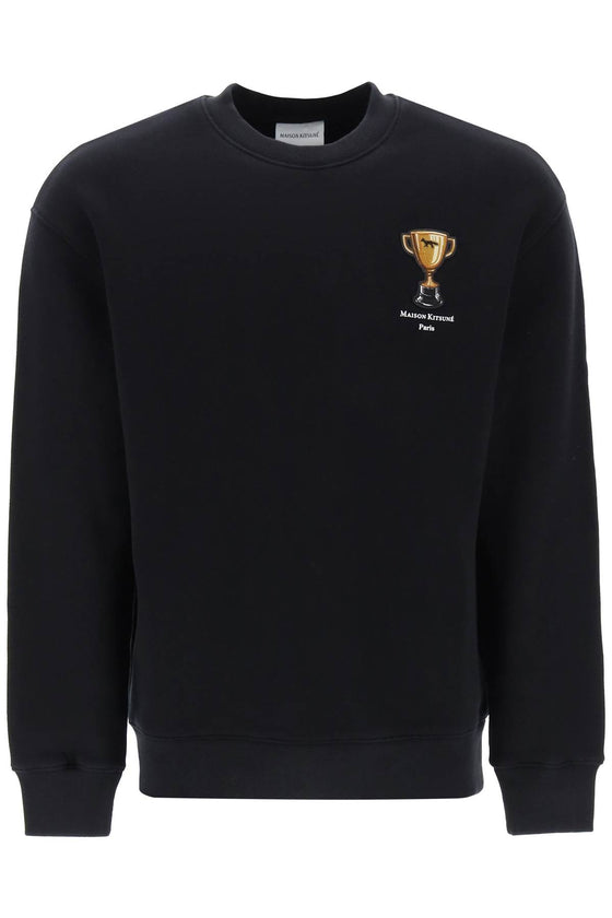 Maison kitsune crew-neck sweatshirt with trophy embroidery