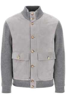  Brunello cucinelli hybrid jacket in leather and cashmere
