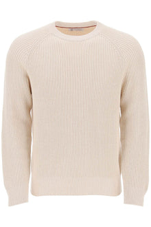  Brunello cucinelli "knitted cotton pullover with english ribbed