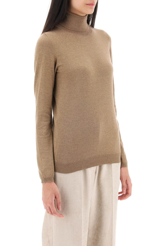Brunello cucinelli turtleneck sweater in cashmere and silk lurex knit
