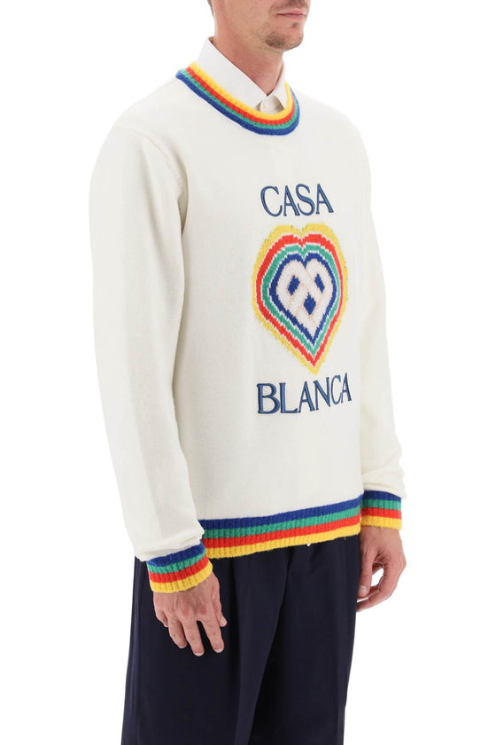 Casablanca rainbow heart virgin wool sweater