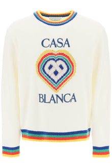  Casablanca rainbow heart virgin wool sweater