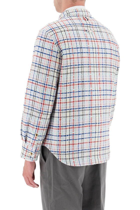 Thom browne multicolor gingham tweed shirt jacket