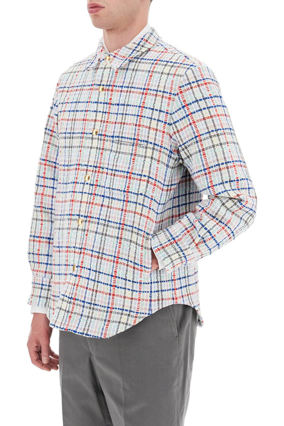 Thom browne multicolor gingham tweed shirt jacket