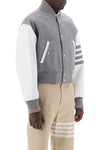 Thom browne wool bomber jacket with leather sleeves and