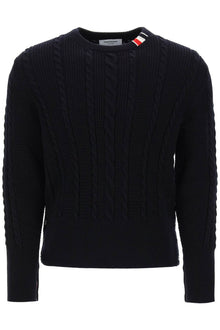  Thom browne cable wool sweater with rwb detail