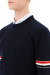 Thom browne crew-neck sweater with tricolor intarsia