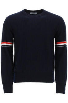  Thom browne crew-neck sweater with tricolor intarsia