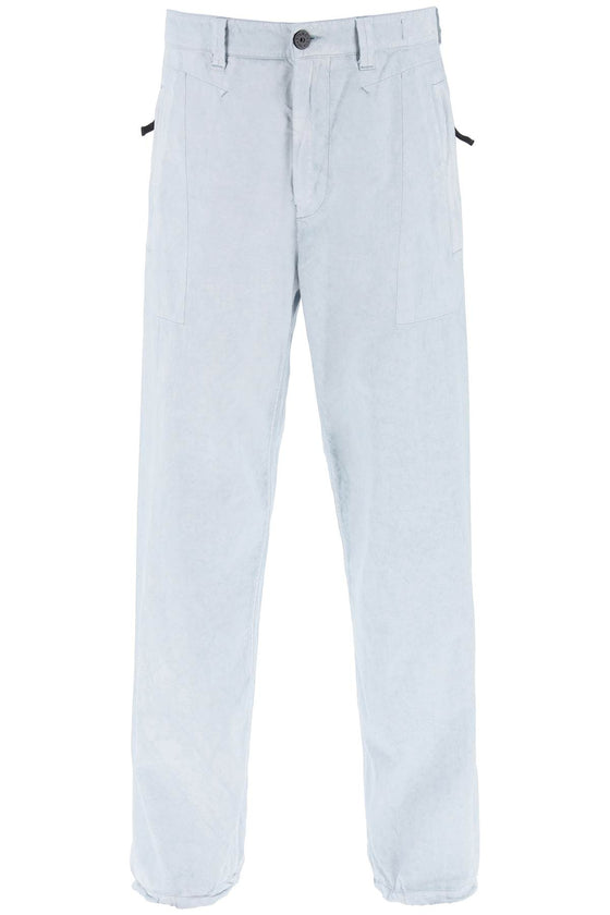 Stone island garment-dyed cotton utility pants with wide leg
