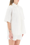 Loulou studio oversized viscose and linen short-sleeved shirt