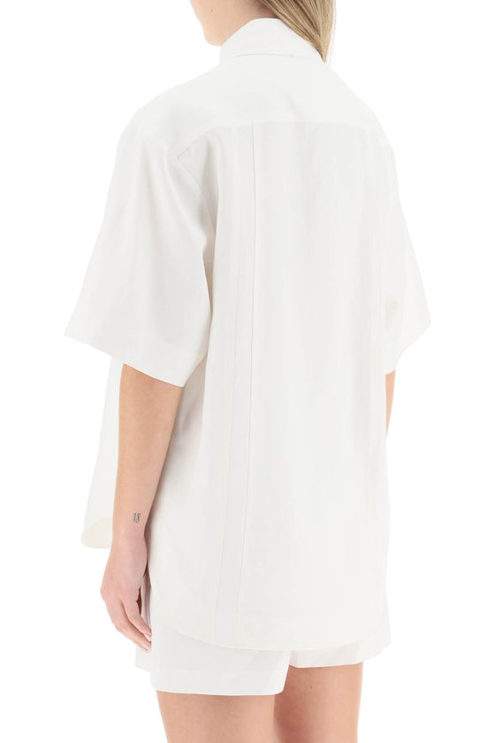 Loulou studio oversized viscose and linen short-sleeved shirt