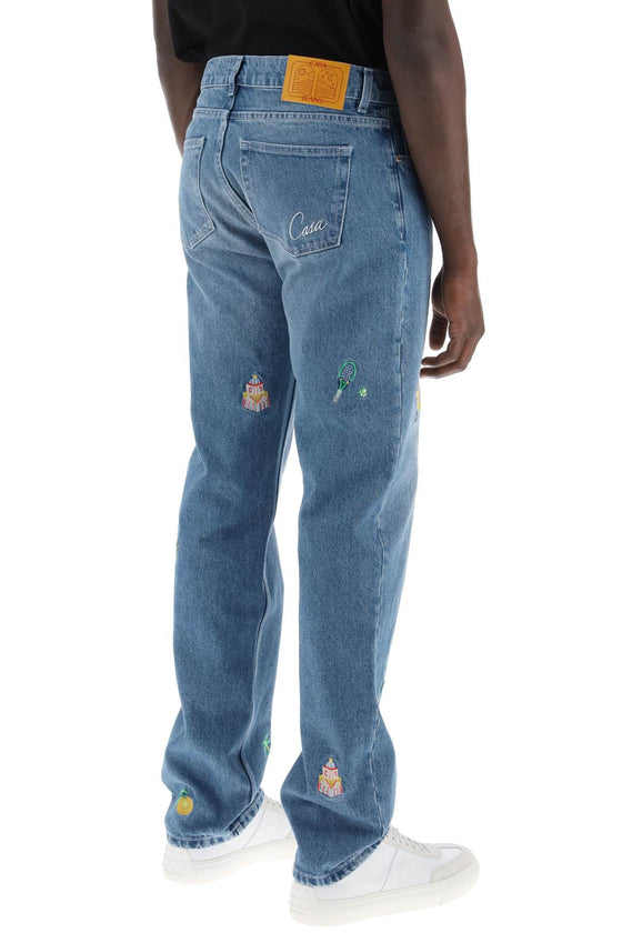 Casablanca embroidered straight jeans