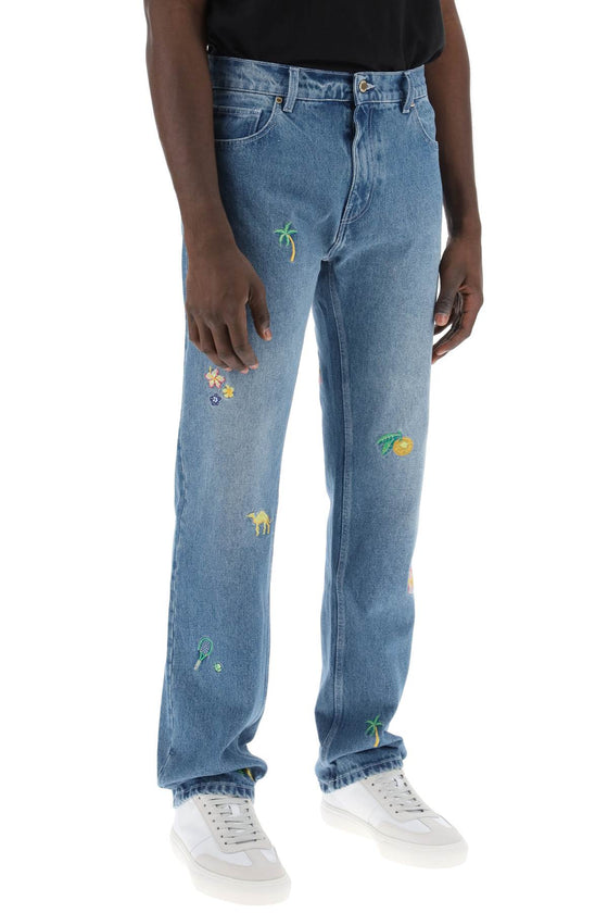 Casablanca embroidered straight jeans