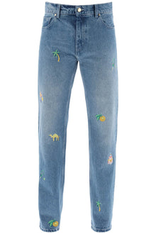  Casablanca embroidered straight jeans