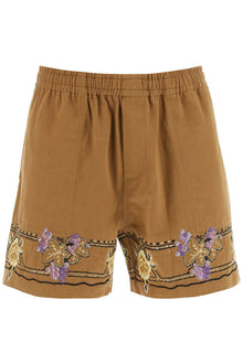  Bode autumn royal shorts with floral embroideries