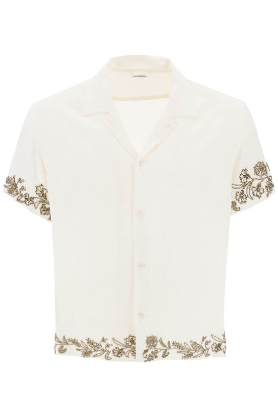 Bode silk shirt with floral beadworks
