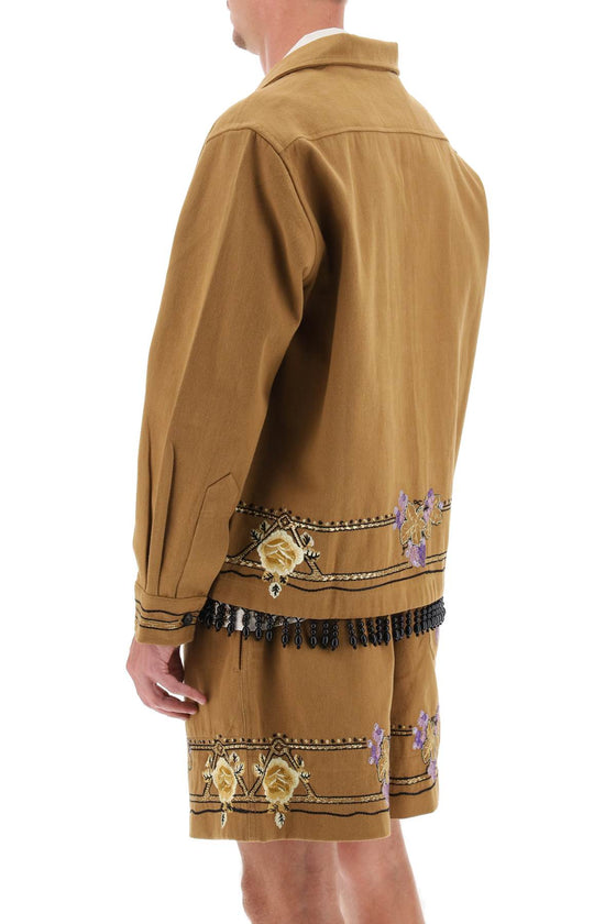 Bode autumn royal overshirt with embroideries and beadworks