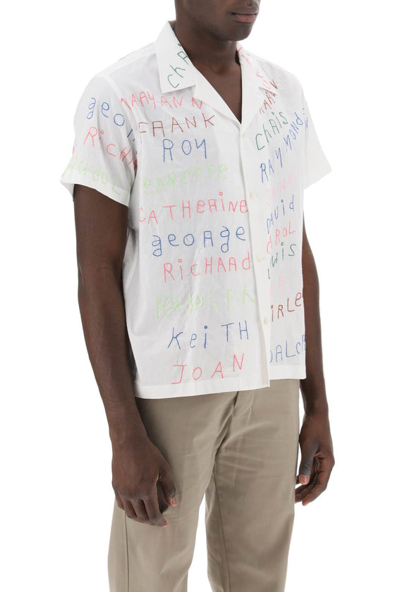 Bode familial bowling shirt with lettering embroideries