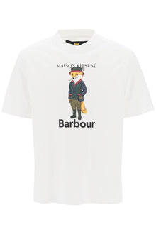  Barbour maison kitsuné fox beaufort crew-neck t-shirt