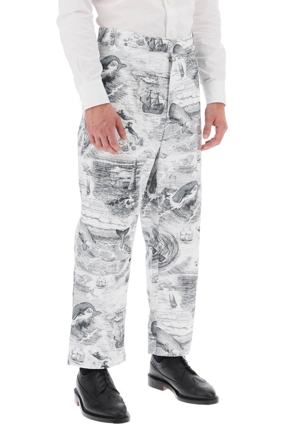 Thom browne cropped pants with 'nautical toile' motif