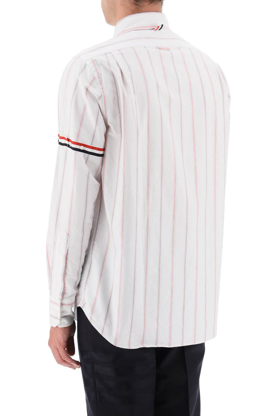 Thom browne striped oxford button-down shirt with armbands