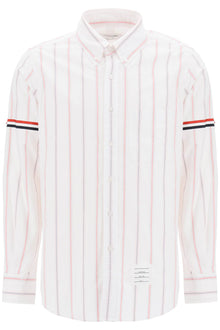  Thom browne striped oxford button-down shirt with armbands