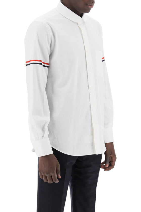 Thom browne seersucker shirt with rounded collar