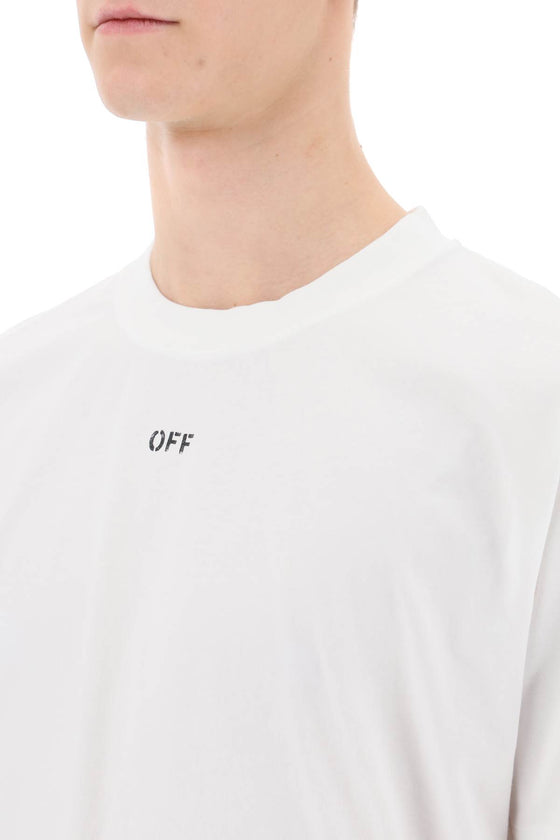 Off-white crew-neck t-shirt with off print