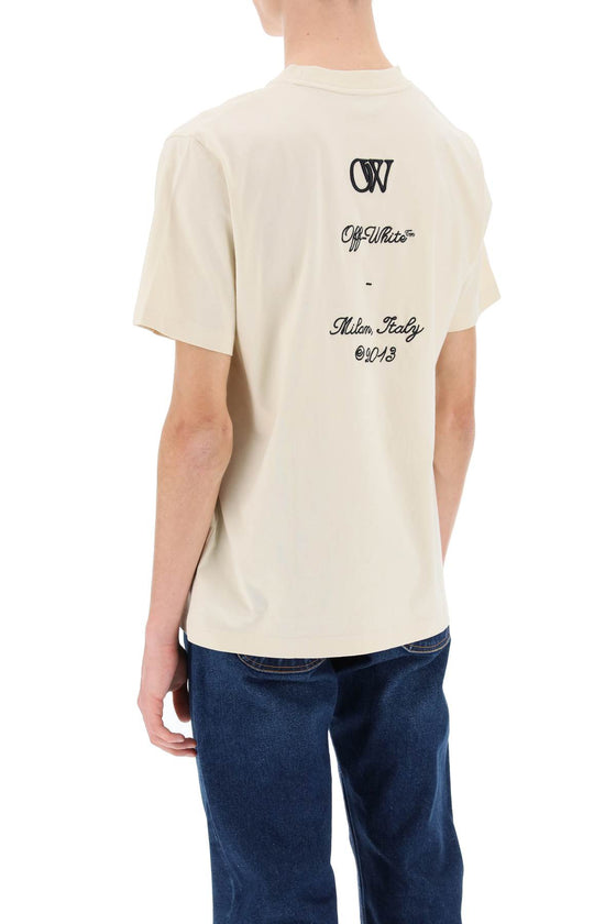 Off-white crew-neck t-shirt with 23 logo