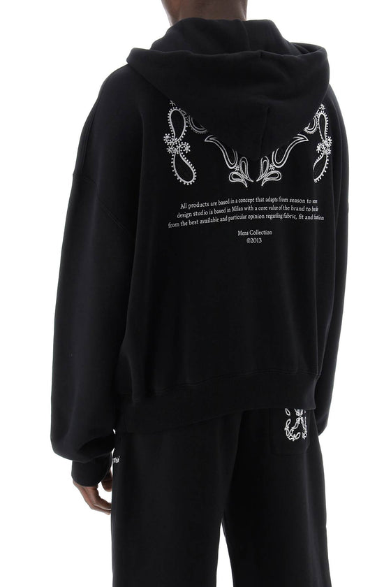 Off-white hooded sweatshirt with paisley
