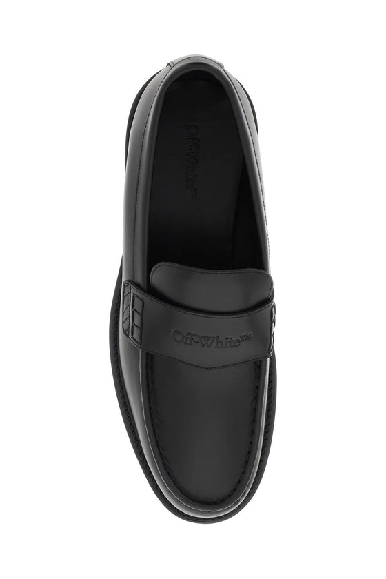 Off-white leather loafers for