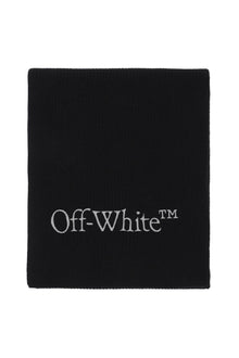  Off-white wool scarf with logo embroidery