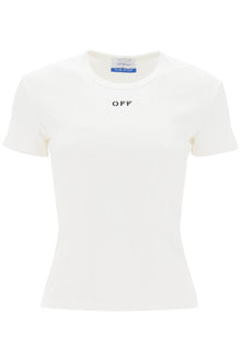  Off-white ribbed t-shirt with off embroidery