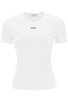  Off-white ribbed t-shirt with off print