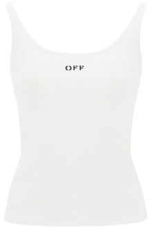  Off-white tank top with off embroidery