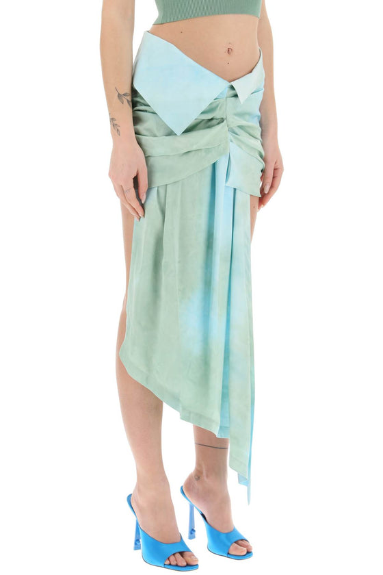 Off-white tie-dye draped mini skirt