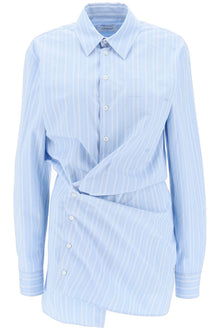  Off-white striped-poplin mini shirt dress