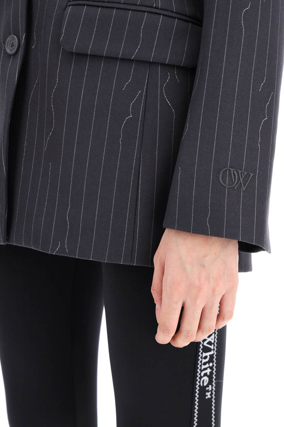 Off-white broken pinstripe pattern jacket with