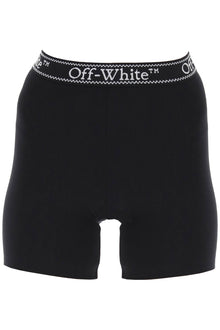  Off-white sporty shorts with branded stripe