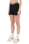 Off-white sporty shorts with branded stripe