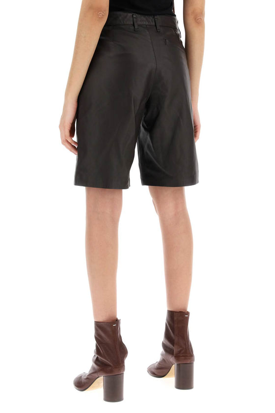 Lemaire slim leather bermuda shorts for men