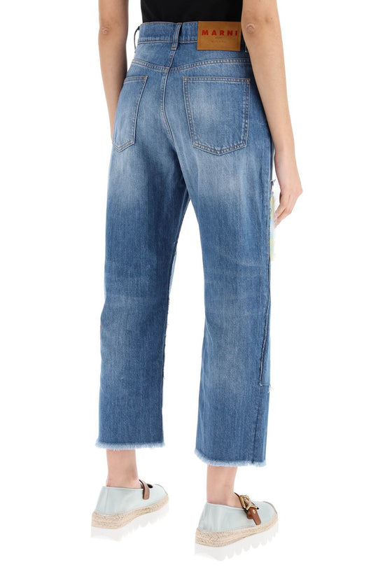 Marni cropped jeans with mohair inserts